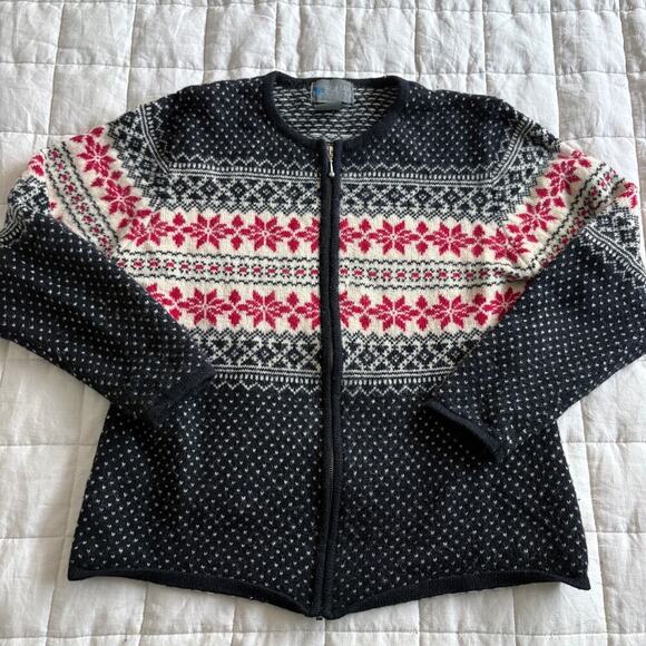 Squaw Valley Sweaters - Scandia Wool Nordic Zip Cardigan Fair Isle Lg Scandigirl Cabincore GORPCORE